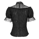 EVA LADY Women's Gothic Strappy Mesh Splice Beaded Shirt