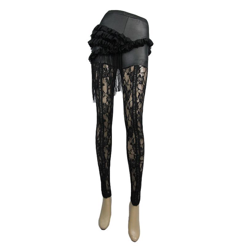 Women's Leather & Lace Punk Leggings