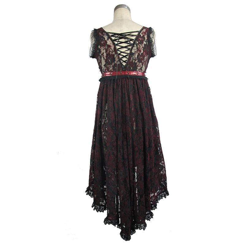 Women's Red Lace Goth Dress