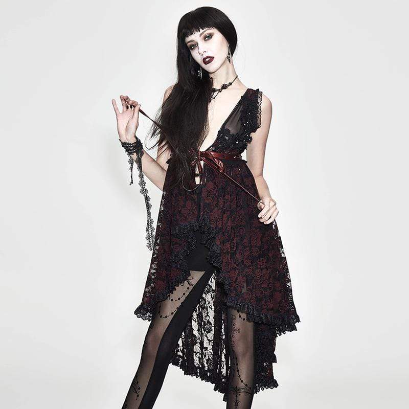 Women's Red Lace Goth Dress