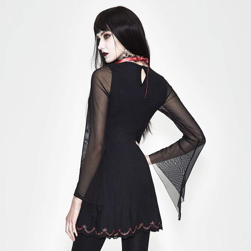 Women's Short Empire Line Black & Red Punk Dress