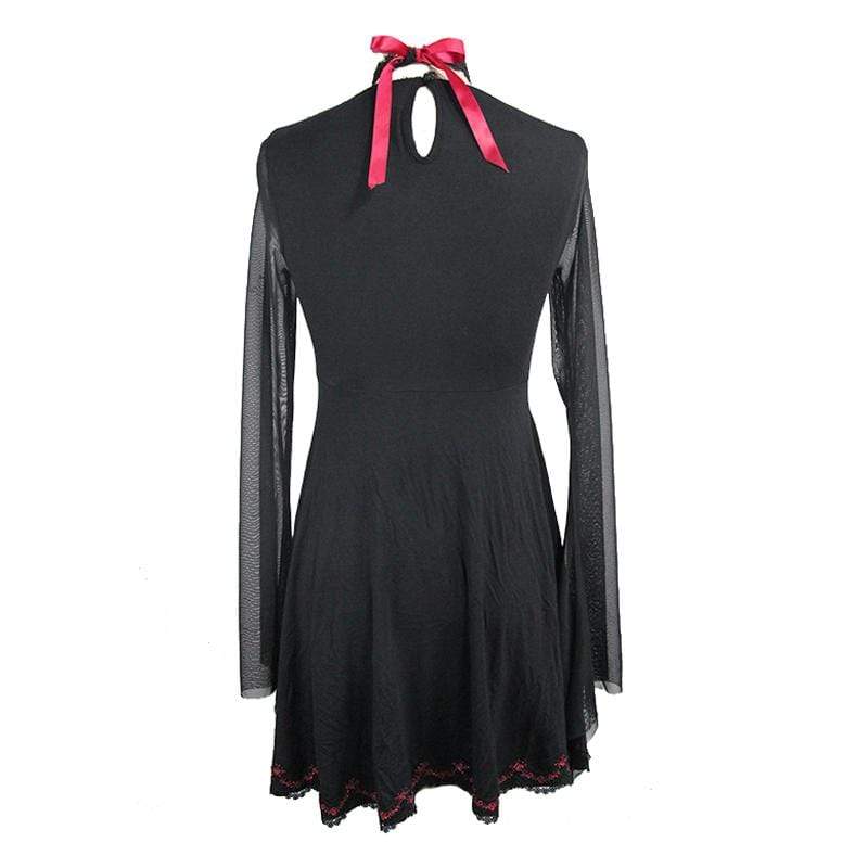 Women's Short Empire Line Black & Red Punk Dress