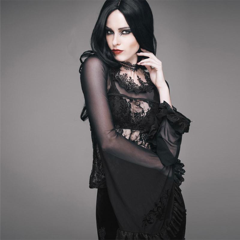 Women's Translucent Lace Vintage Top