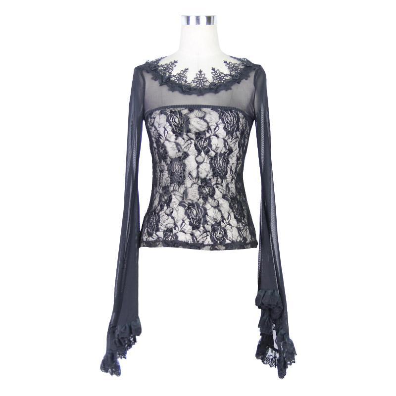 Women's Translucent Lace Vintage Top