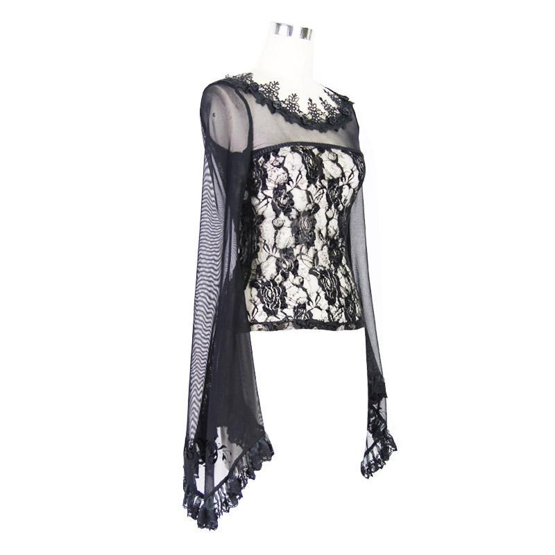 Women's Translucent Lace Vintage Top