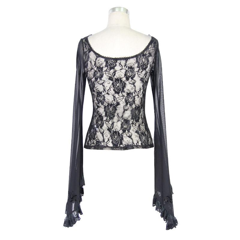 Women's Translucent Lace Vintage Top