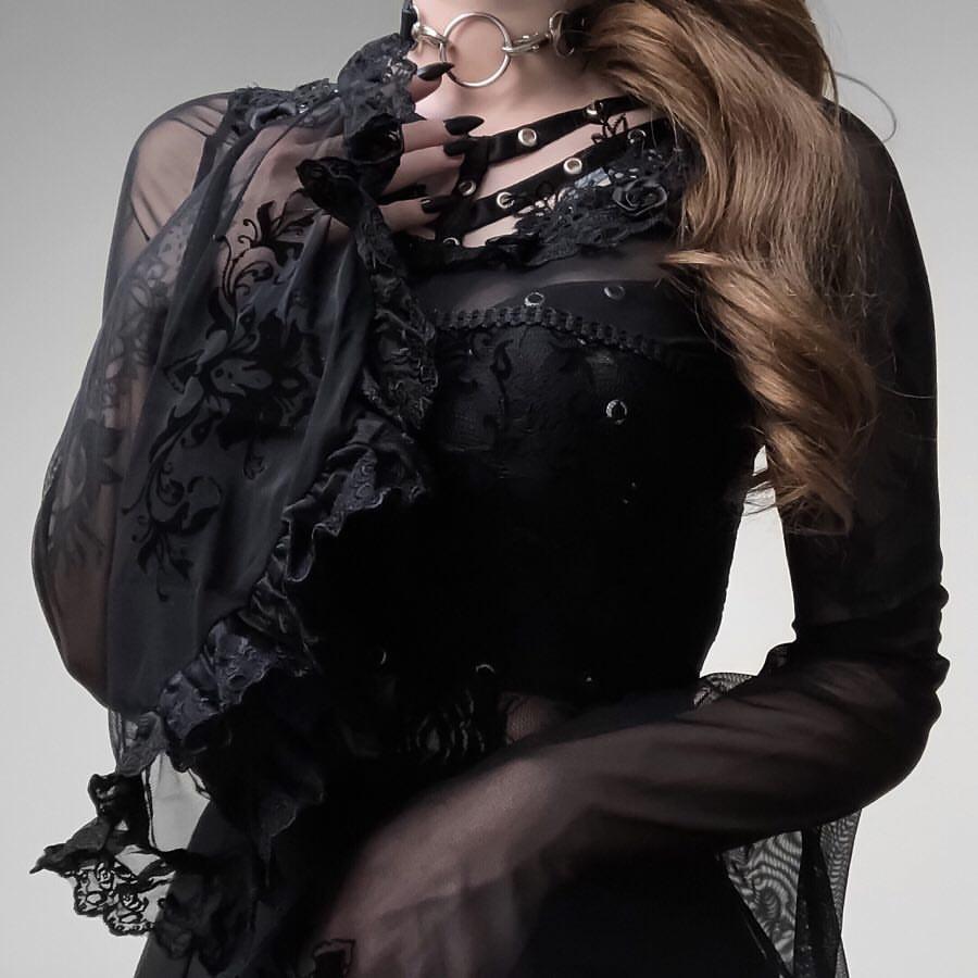 Women's Translucent Lace Vintage Top