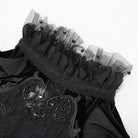 Women's Vintage Gothic Black Lace Over-lay Short Dress with Full Flared Sleeves Wedding Dress