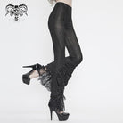 Women's Vintage Gothic Black Laced Trimmed Flared Trousers