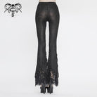 Women's Vintage Gothic Black Laced Trimmed Flared Trousers