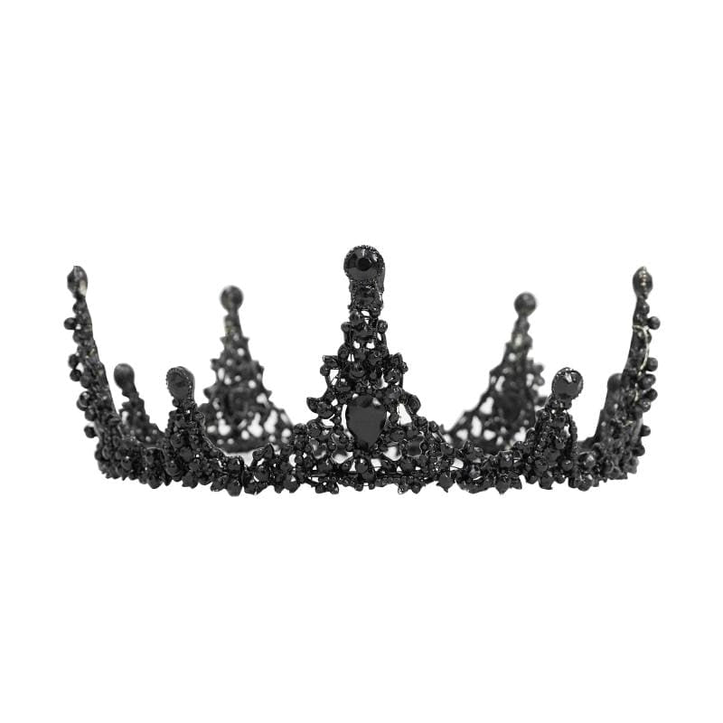 Women's Vintage Gothic Black Stone Studded Tiara