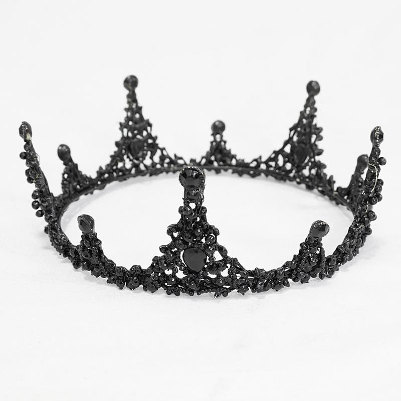 Women's Vintage Gothic Black Stone Studded Tiara