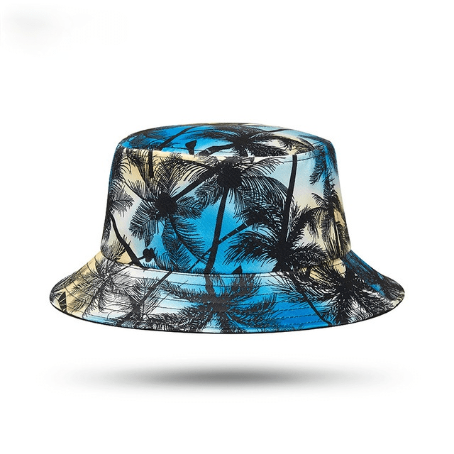 Men's Coconut Palm Printed Sun Protection Floppy Visor Bucket Hat