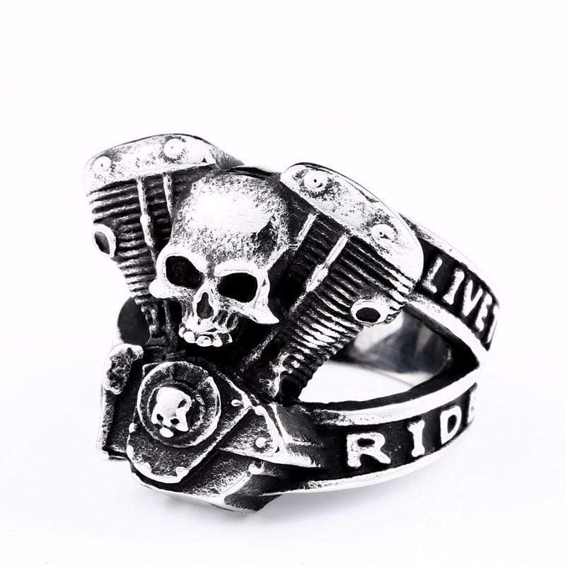 Men's Gothic Punk Hollow Skull Letter Ring