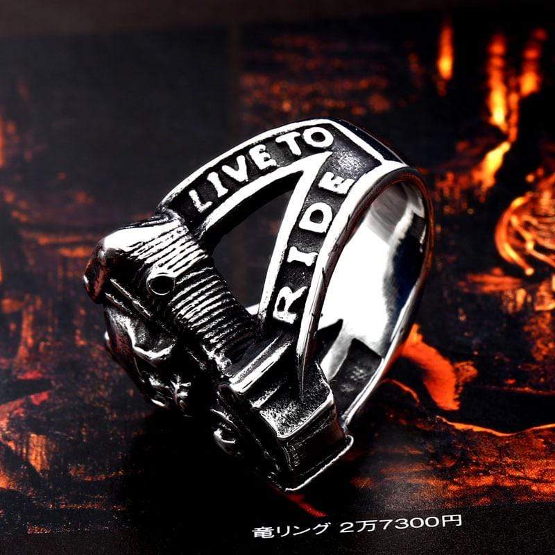 Men's Gothic Punk Hollow Skull Letter Ring