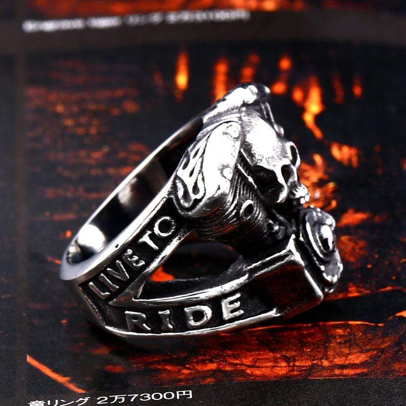 Men's Gothic Punk Hollow Skull Letter Ring