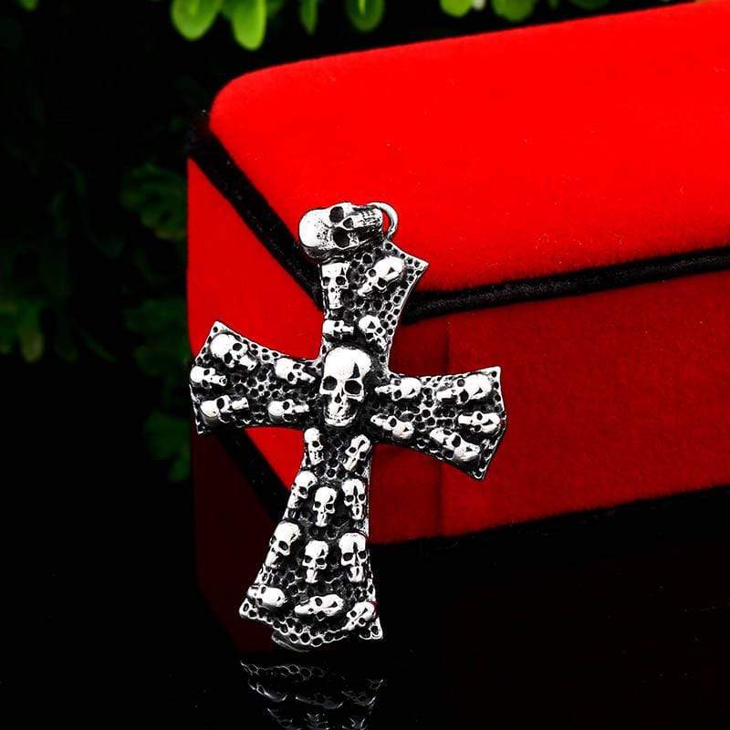 Men's Gothic Punk Skull Cross Necklace