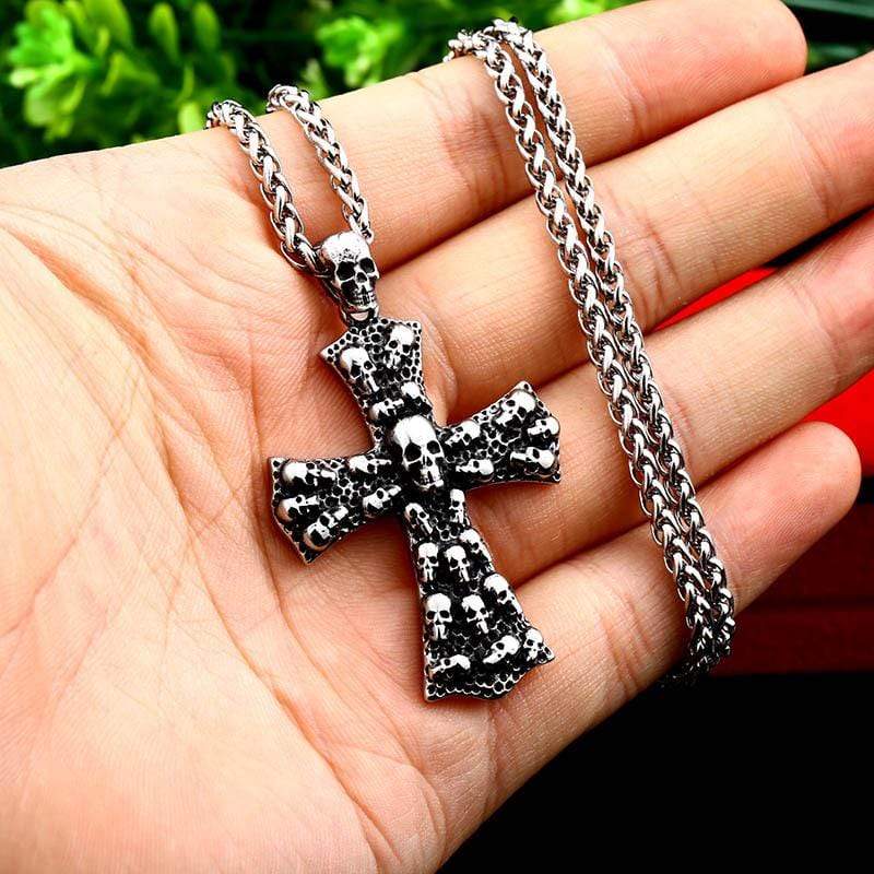 Men's Gothic Punk Skull Cross Necklace