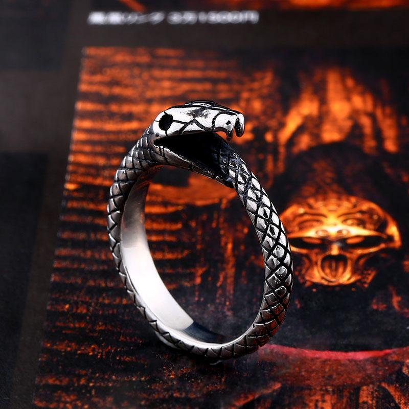 Men's Gothic Punk Slender Snake Ring