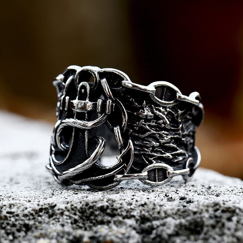 Kobine Men's Punk Anchor Ring