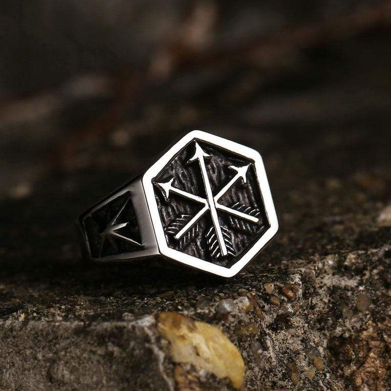 Men's Punk Arrows Hexagonal Ring