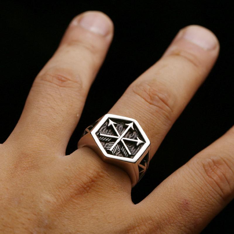 Men's Punk Arrows Hexagonal Ring