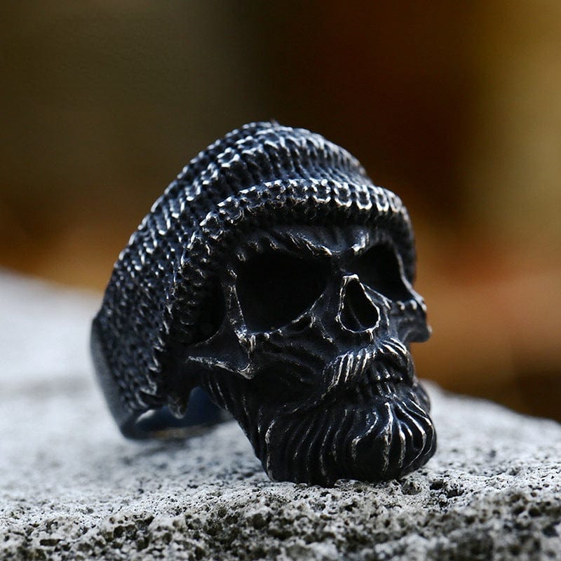 Kobine Men's Punk Bearded Skull Ring