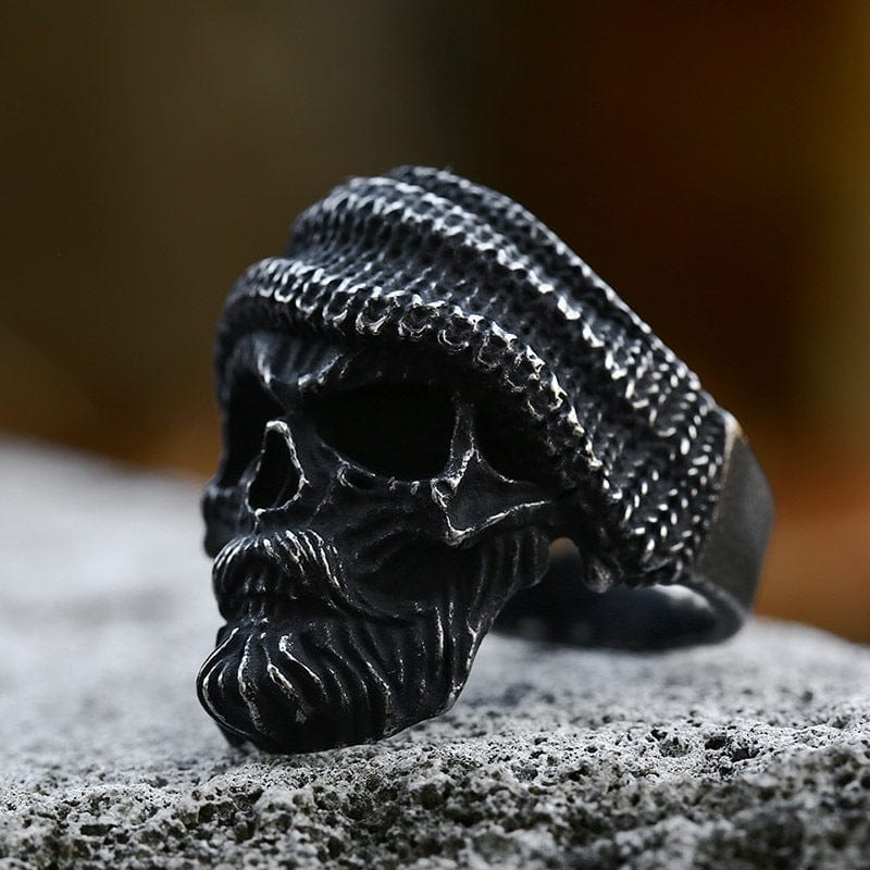 Kobine Men's Punk Bearded Skull Ring