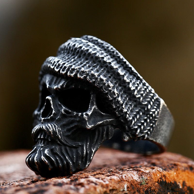 Kobine Men's Punk Bearded Skull Ring