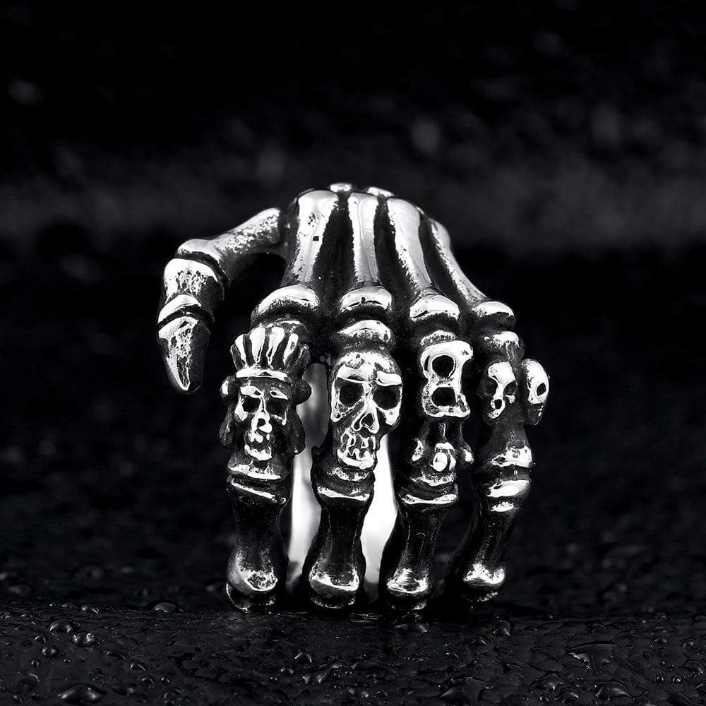 Men's Punk Bones Of Hand Skulls Rings