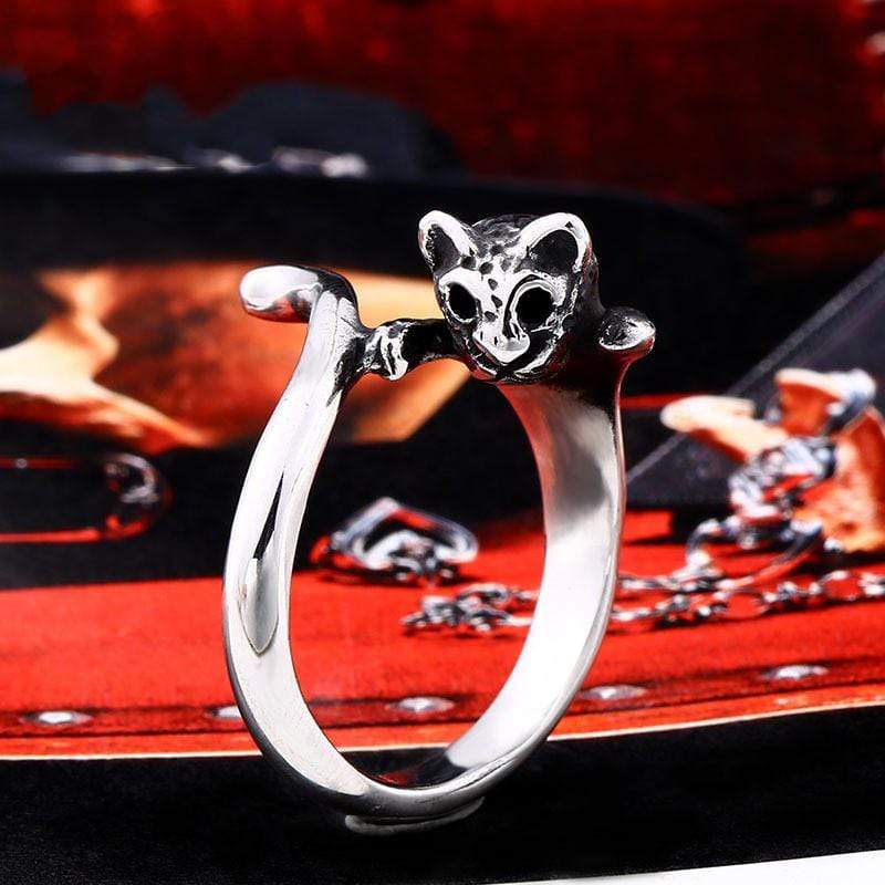 Men's Punk Cat's Head Ring