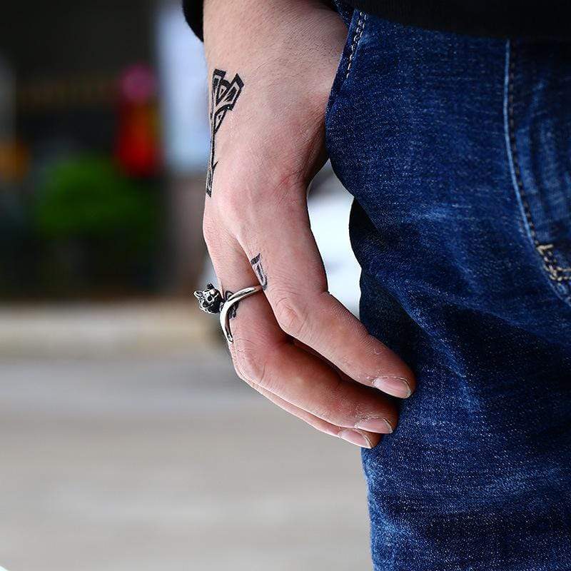 Men's Punk Cat's Head Ring