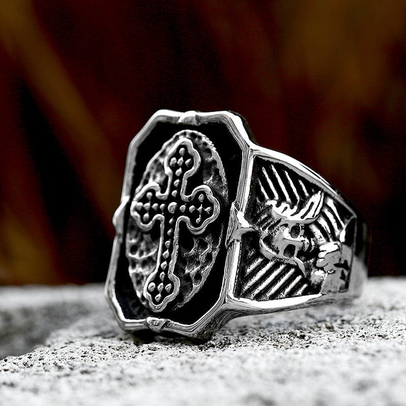 Kobine Men's Punk Cross Ring