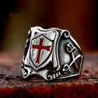 Kobine Men's Punk Cross Shield Ring