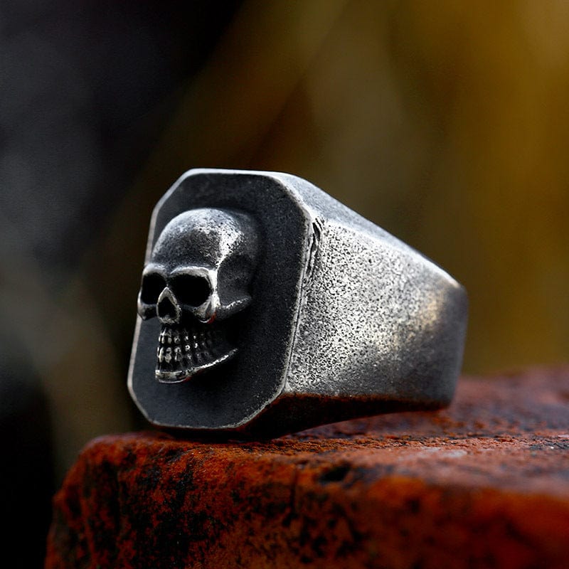 Kobine Men's Punk Distressed Skull Ring