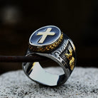 Kobine Men's Punk Double Color Cross Ring