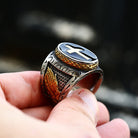 Kobine Men's Punk Double Color Cross Ring