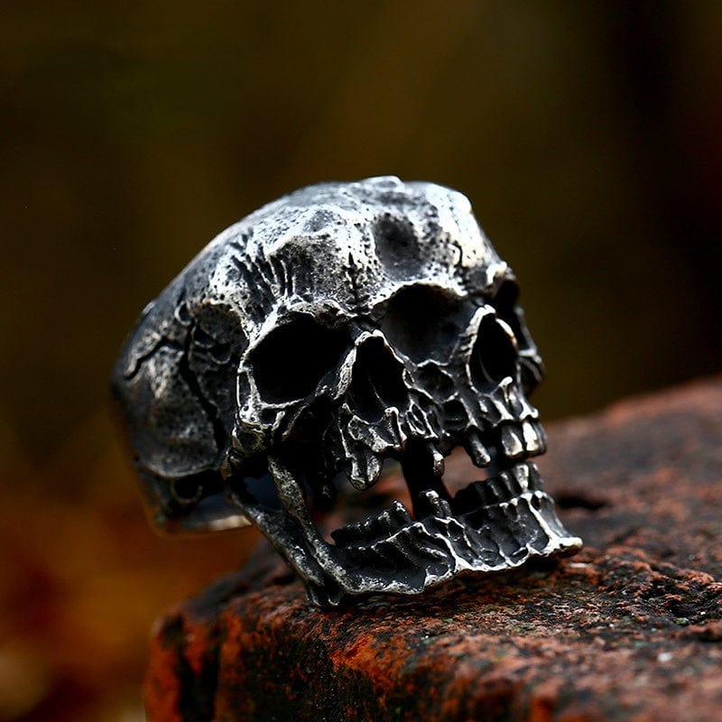 Kobine Men's Punk Double Skull Ring