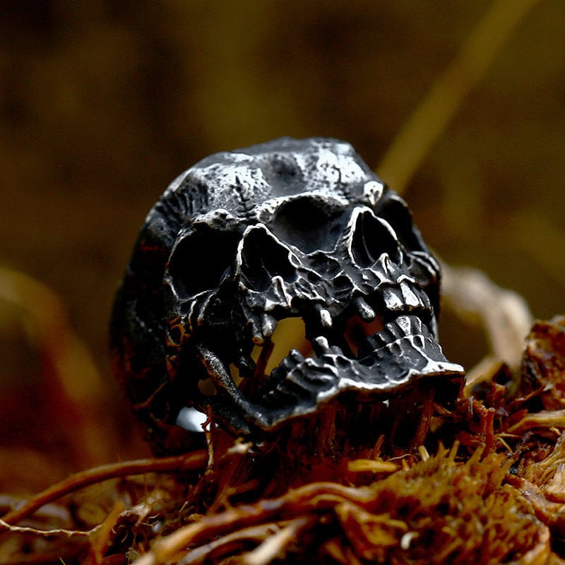 Kobine Men's Punk Double Skull Ring