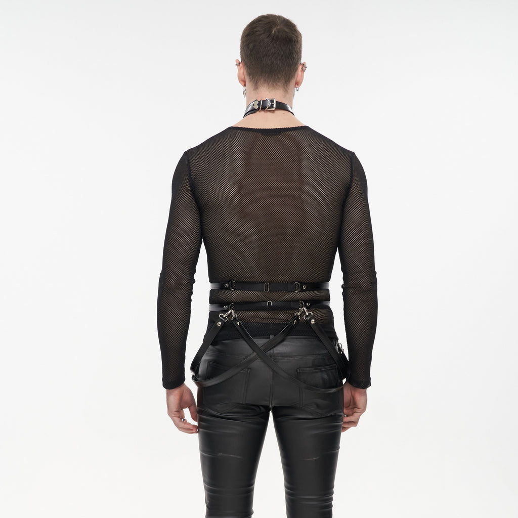 Kobine Men's Punk Double Strap Faux Leather Belt Clubwear Costume