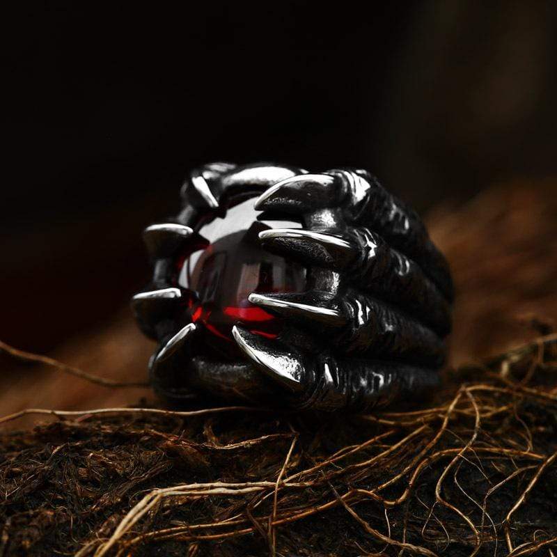 Kobine Men's Punk Dragon Claw Ruby Ring