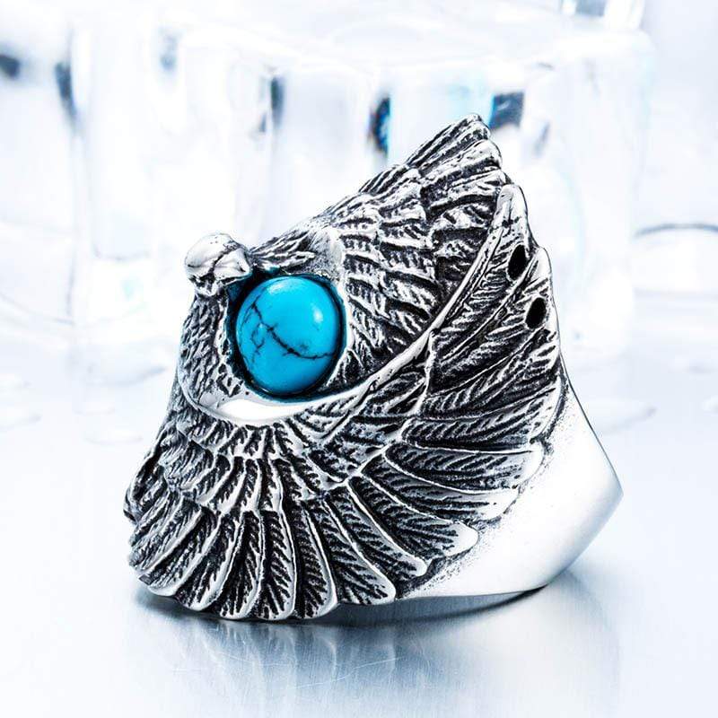 Men's Punk Eagle Turquoise Rings