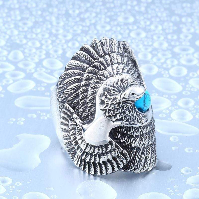 Men's Punk Eagle Turquoise Rings