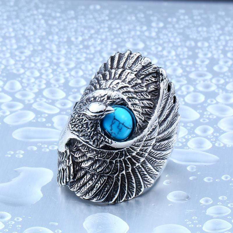 Men's Punk Eagle Turquoise Rings