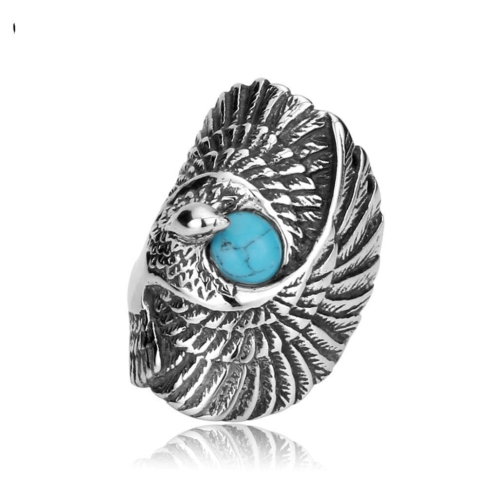 Men's Punk Eagle Turquoise Rings