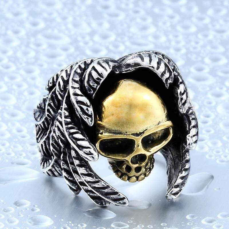 Men's Punk Feather Skulls Rings