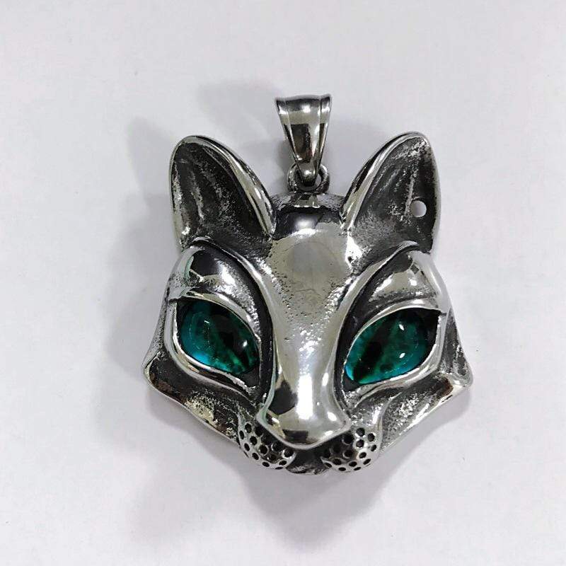 Men's Punk Green/Blue Eye Fox Necklaces