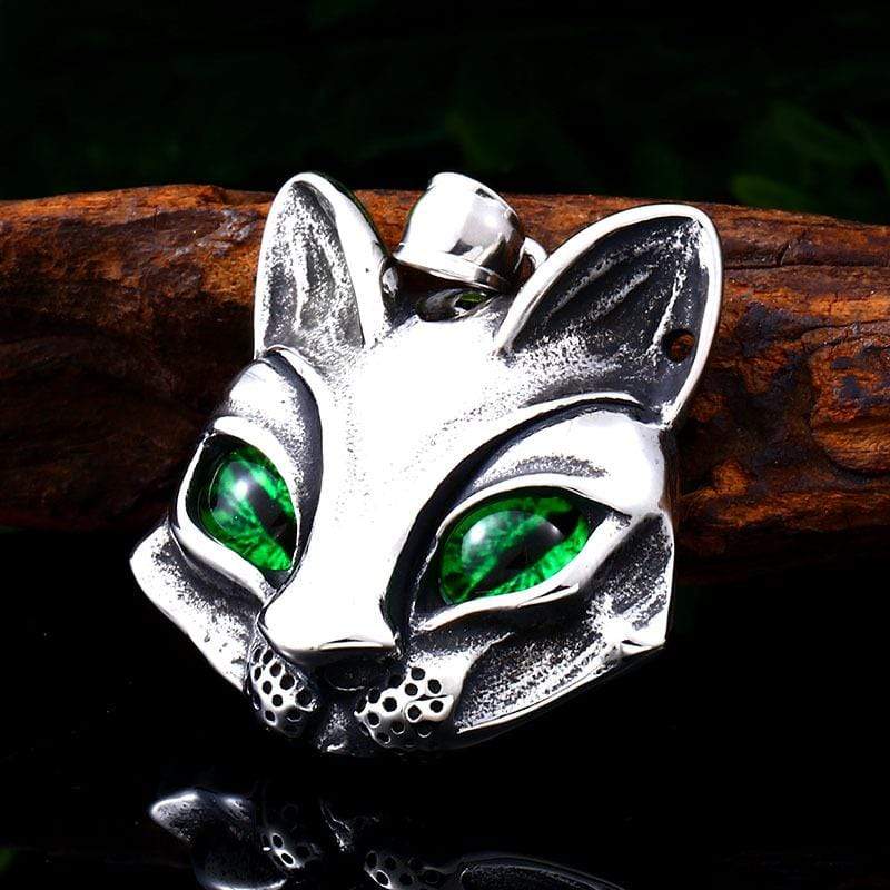 Men's Punk Green/Blue Eye Fox Necklaces