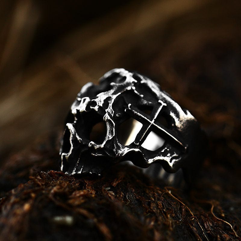 Kobine Men's Punk Hollow Skull Ring