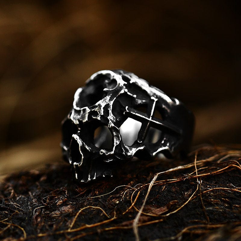 Kobine Men's Punk Hollow Skull Ring